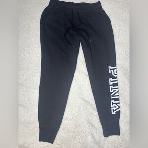 PINK Victoria's Secret Black Sweat Joggers with White Side Logo